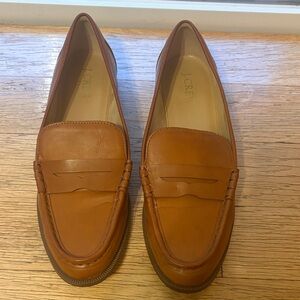 J. Crew Womens Brown Leather Slip-On Loafers